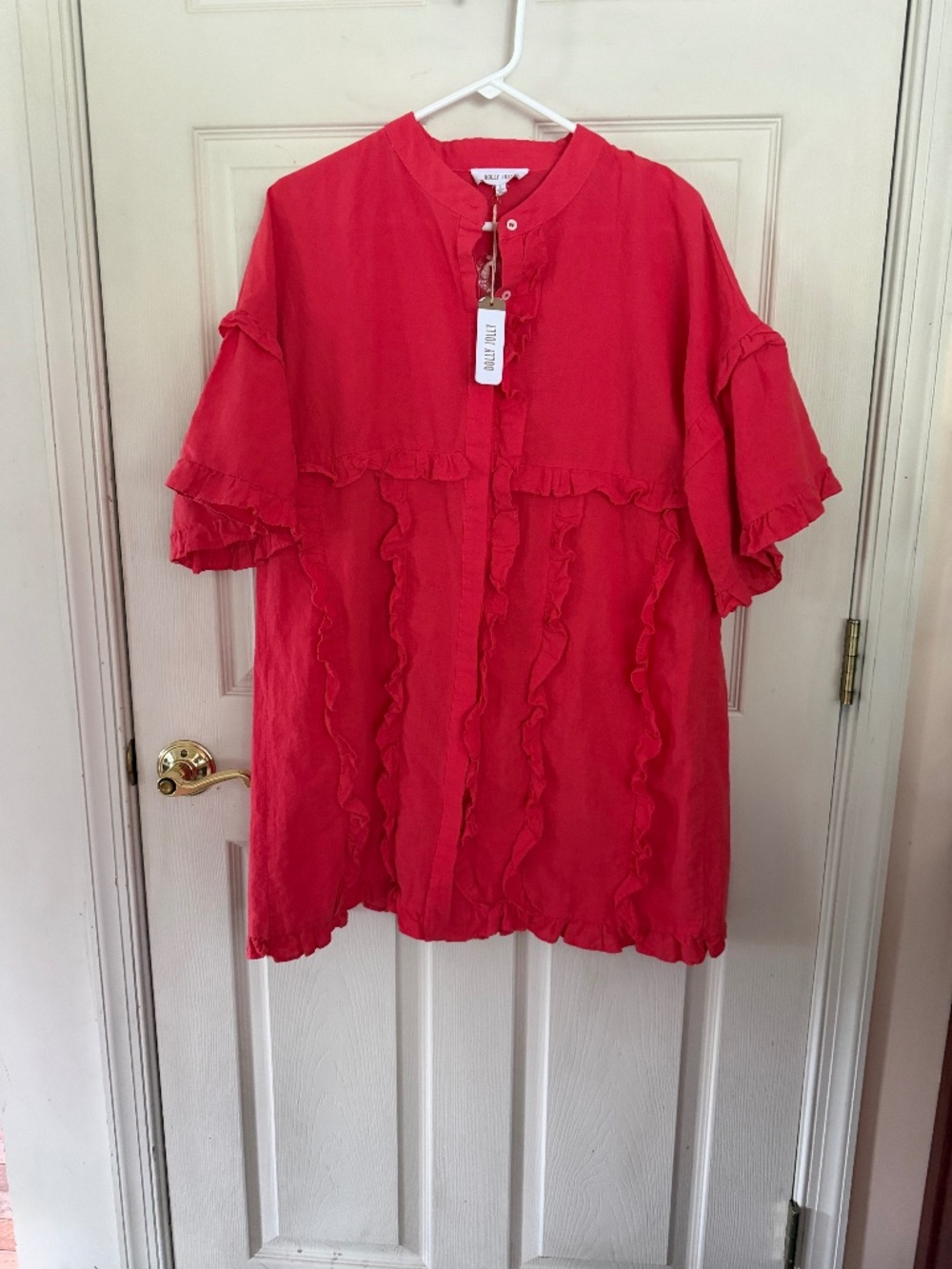 NWT DOLLY JOLLY LINEN COTTON GAUZE CORAL TUNIC OR MINI DRESS SIZE large